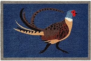 My Mat Pheasant Blue Nylon Indoor Pattern Washable Doormat for Hallway, Kitchen, Front Door 50x75cm