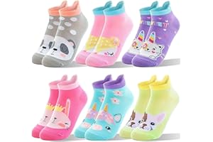 ANTSANG Kinder Lustige Socken Mädchen Sneaker Socken Kurze Einhorn Kindersocken Bunte Cartoon Baumwolle Kleinkind Socken 6 Paare