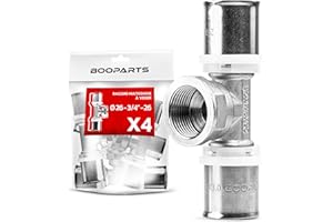 BOOPARTS – 4 Pièces – Té Femelle à Sertir Ø26–3/4"F(20/27)–26 | Raccord Multicouche Contour TH | Raccord Plomberie Chauffage Étanche pour Eau Chaude et Sanitaire