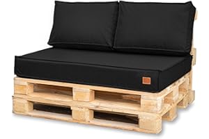 Bielik Palettenkissen 120 x 80 Set für Palettenmöbel | Wasserdicht Europaletten Sitzkissen Made in EU | Palettensofa komplett besteht aus 3 Teilen in Farbe: Dunkelgrau (Sitz+2 Kissen, Schwarz)
