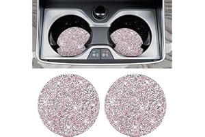 AOZUO Car Cup Coaster, 2pcs Bling Cup Holders Crystal Rhinestone Anti-Slip Shockproof Vehicle Holders Coasters Drink Car Cup Mat Universal Insert Automotive Interior Accessories for Women(Pink)