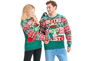 Giggling Getup Hässliche Weihnachtspullover für Männer, frecher Weihnachtspullover mit Pailletten für Männer, lustiger hässlicher Weihnachtspullover in Grün