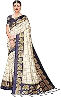 Pisara Women Mysore Silk Printed Saree, Orange & Off White Sari