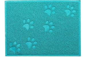 KINGCOO Tapis pour bac à litière pour Chat, Tapis pour bac à litière pour Chat Cat Trapper Tapis pour Chat pour Chien,PVC 30 x 40 CM (Bleu)