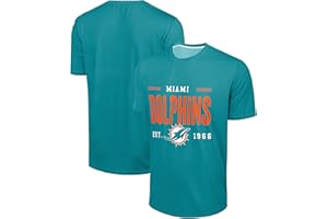 FOCO NFL Men's Officially Licensed Football Team Logo Wordmark Distressed Performance Team Color Crewneck T-Shirt