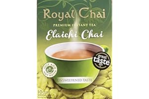 Royal Chai | Elaichi Chai Unsweetened | 10 Single Serving Sachets | Premium Instant Tea