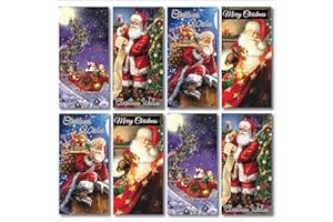 GREETINGLES Pack of 8 Triple Fold Christmas Cards For Gift Cards/Money/Vouchers with Envelopes. Mixed Designs. (Set 9)