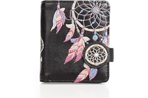 Shagwear Damen Geldbeutel Mädchen Geldbörse Klein Kurzformat Frauen Portemonnaie aus Weichem PU Leder - 7 Kartenfächer mit Münzfach und RFID-Schutz mit stilvollen Fantasie Designs - Dream Catcher