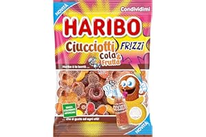 Haribo Ciucciotti Frizzi Cola e Frutta, Caramelle Gommose Frizzanti, Gusto Frutta, Ideali per Feste e Dolci Momenti di Relax - 160gr