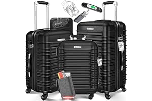 KESSER® Set di 3 valigie rigide, set di valigie da viaggio, set di valigie trolley, incl. bilancia per bagagli + etichetta per bagagli, chiusura per valigie rotolanti, manico telescopico M-L-XL