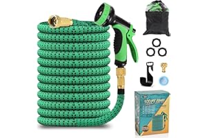SAPISECRET Manguera Extensible 30M, Manguera Jardín Retráctil 10 Modos, Manguera Agua TPE Reforzado 2500D, Conector Metal Antigoteo, para Jardín Grande, Lavado Coche Casa (10M a 30M)