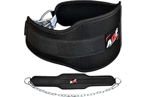AQF Dip Belt for Weightlifting | Weight Belt with 36" Heavy Duty Steel Chain | Neoprene Padded Back Support Gym Lifting Belt for Powerlifting, Bodybuilding, Exercise, Fitness & Pull ups Workout