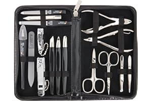 ‎DREI SCHWERTER DREI SCHWERTER - 16-tlg. Maniküre-Pediküre-Set 'Cinisello' | Hochwertiges Nageletui aus Kunstleder zur Hand- & Fußpflege. Farbe: Schwarz | Inhalt: Nagelschere, Nagelknipser, Pinzette & vieles mehr!