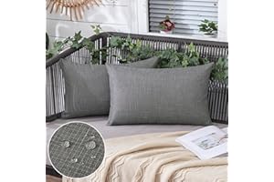 ‎MIULEE MIULEE 2er Set wasserdichte Kissenbezüge Leinenoptik Kissenhülle Outdoor Wetterfeste Dekohülle Sofakissen Zierkissen Couchkissen Dekokissen für Sofa Couch Wohnzimmer Schlafzimmer 30x50 cm Dunkelgrau