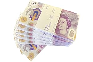 Big Screen Stacks | NEW EDITION PROP MONEY UK 20 POUNDS 500 BANK NOTES (FIVE STACKS) Extra Bank Strap - Authentic Film Edition - Movies Play Fake Cash Casino Photo Booth Props