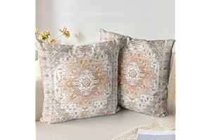XPHZZL Pack of 2 Short Plush Soft Decorative Cushion Covers 45 x 45 cm Square Throw Pillow Case Boho Style Pillowcases for Sofa Bedroom Outdoor Patio Garden Brown with Invisible Zipper 18x18 Inch