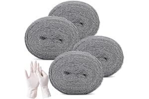 PICK FOR LIFE Steel Wool Mice with Work Gloves, Hardware Cloth - 0000 Coarse Wire Wool Gaps Blocker, Hole DIY Fill Fabric Kit Can Stop Rats, Insect, Pest (3m/Roll) x 4