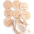 Cartes étapes Bébé En Bois - 7 Disques Recto-verso Pour Suivre Les 12 Premiers Mois, Accessoire Photo Souvenir, Cadeau Naissance