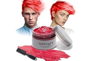 MIFELOY 120g Temporary Red Hair Color Wax with Dye Brush, Instant Natural Hairstyle Cream, Disposable Coloring Mud for Men Women Youth, Washable Styling Pomades for Party Cosplay DIY Halloween