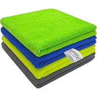 SOFTSPUN Microfiber Cleaning Cloths, 4pcs 40x40cms 340GSM Multi-Colour! Highly Absorbent, Lint and Streak Free, Multi…