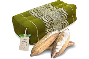 Livasia | Coussin de Méditation en Kapok | Bolster de Yoga | 33 x 19 x 12 cm | Coussin de Soutien Rectangulaire | Asanas
