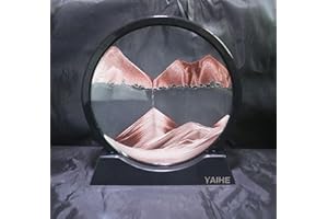 YAIHE Moving Sand Art Picture Round Frame Sandscapes in Motion flowing art Blue Ocean Deep Sea Sand Art creation Relaxing Toy Desktop concentration