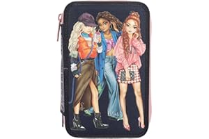 Depesche 12560 TOPModel City Girls - Gefüllte 3-Fach Federtasche bedruckt mit einem Skyline Motiv, Federmäppchen mit Buntstiften, Lineal, Schere uvm.