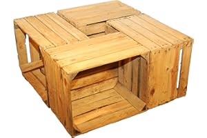 KISTENKOLLI ALTES LAND Lot de 4 caisses à fruits massives – Caisses à vin Caisses en bois Caisses à pommes + + + La nature utilisée