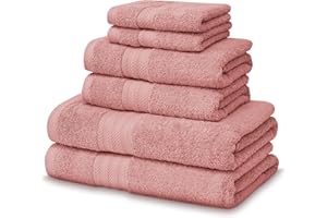 Victorio & Lucchino Juego de Toallas 100% Algodón - 2 Toallas Baño Ducha 70x140cm + 2 Toallas Lavabo 50x100cm + 2 Toallas Tocador 30x50cm - Color Rosa Palo