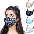 Cenwell 5 Pcs Pure Cotton Face Mask with Nose Pin, Melt Blown Layer, Adjustable Ear Loop & Ear Saver Strap, Reusable Washable Fabric Mask For Men & Women