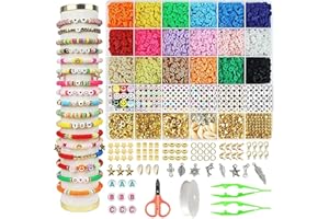 YKDLLF Perline per Braccialetti Argilla per Collane, Bigiotteria, Ciondoli per Bambini, Perline per Braccialetti Bambini Fai Da Te, Realizzare Gioielli Bracciali Collane Kit di Artigianato (A)