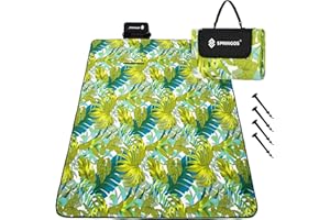 SPRINGOS Couverture de pique-nique, 150 x 200 cm, tapis de siège, couverture de jardin, ancrage au sol en feuille d'aluminium