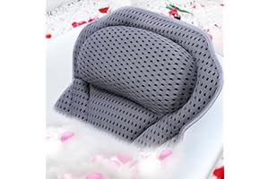 ADOV Bath Pillow, Ergonomic Luxury Bathtub Pillows for Head and Neck with 6 Suction Cups 4D Air Mesh Technology, Non-Slip Headrest Cushion for Back Support Relaxation Fits All Hot Tub Spa Jacuzzi