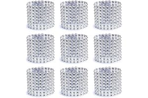 WADY Set di 100 anelli portatovaglioli in argento con strass per decorazione da tavolo, matrimoni, cene, feste, decorazioni fai da te