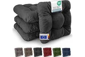Beautissu 4X Cojines de Silla Premium 35x35 cm - Cojines Interior y Exterior Acolchado de Espuma Resistente de 8 cm de Grosor, Made in EU - Antracita - HighLux SK