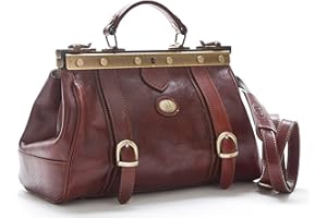 DD FIRENZE Sac Médecin en Cuir Véritable - D&D1008 - Marron - Made in Italy