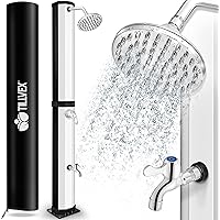 tillvex Solardusche 35 Liter inkl. Schutzhaube | Solar Garten-dusche warmes Wasser | Pooldusche Camping | ohne Stromanschluss