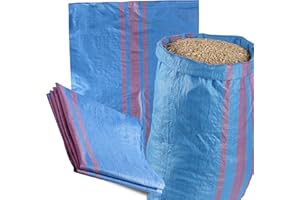 BEGRIS® Zestaw 10 szt Worek polipropylenowy 65x105 niebieski 50kg Worki na Węgiel Gruz, Ziemniaki, Zboże Wytrzymałe worki Rolnicze Tkane Poliuretanowe Solidne i bezpieczne