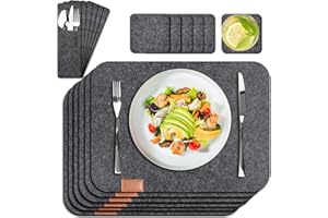 CHEERHOM Tischsets Abwaschbar Platzsets aus Filz, Hitzebeständig Platzsets, Eckige Platzdeckchen Teller Untersetzer Filzset Esstisch Filzmatte, Geeignet für Esstische, Küchen und Bars (Tischsets, 18Stück)