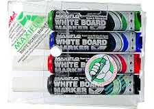 Pentel PE-MWL6-04 Maxiflo Whiteboard Marker 4 Assorted Colors Set, YMWL6-4