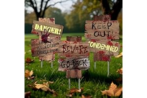 ROEOWENE 3PCS Warnschilder Halloween Deko Outdoor Grabstein Halloween Schild Horror Deko Garten Draußen Gruselige Helloween Gartendeko Erschrecken Halloween-Dekoration für Vorgarten,Rasen,Friedhof