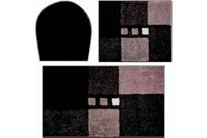 GRUND Linea Due MERKUR Alfombra de Baño, Poliéster, Marrón, 40x50+50x80 cm, 3 Unidades