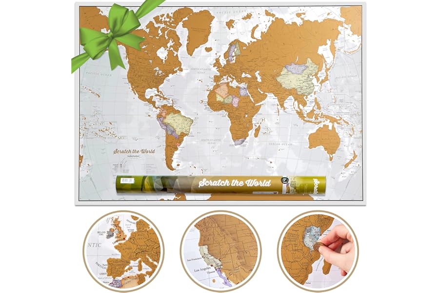 Scratch The World® Travel Map - Scratch Off World Map Poster with Gift Tube - X-Large - 84 x 59 cm - Maps International - 50 Years + of Map Making