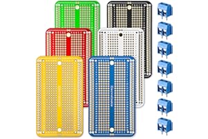 ElectroCookie Lot de 6 cartes de prototype pour Arduino et projets électroniques de bricolage, plaqué or (6 paquets + 7 connecteurs à vis, multicolore)