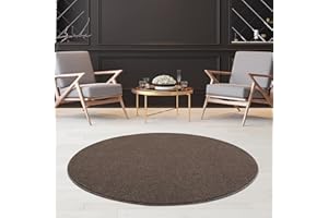 JIMRI Fashion4Home - Tappeto a pelo corto in tinta unita per salotto, cameretta dei bambini, camera da letto, studio, ufficio, corridoio e cucina, colore: marrone/grigio talpa, dimensioni: 80 cm, rotondo