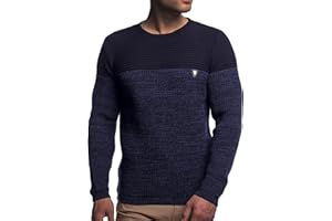 Karl´s People Herren Strick-Pullover Rundhals mit Logopatch | Männer Winter-Pullover |stylischer Herren Strick-Pulli | Warmer Männer Pulli Grobstrick| Herren Basic Longsleeve Sweatshirt Sweater K-114