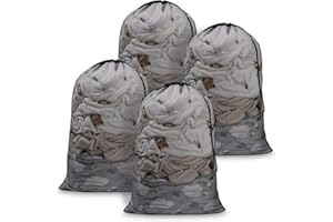 Meowoo 70 x 90 cm Worek na pranie ze sznurkiem, siatkowe worki na pranie do delikatnych, wielokrotnego użytku, wytrzymałych worków do prania w pralce, 4 szt, Czarny