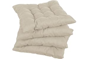gutekissen Coussin de Chaise piqué carré Garniture pour chaises/bancs pour la Maison et Le Jardin Coussin d'assise Coussin d'assise de Jardin Nombreuses Couleurs (50x50, Crème, 2)