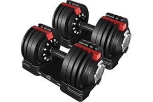 Yaheetech Adjustable Dumbbell 12/16-in-1 Dumbbells 1.5 to 18 kg/3 to 24 kg/2 to 40 kg Dumbbell Quick Adjustment Weight Levels Dumbbells for Home & Gym