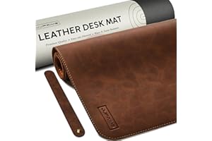 JJ PRIME Grand tapis de souris en cuir antidérapant et imperméable pour jeux vidéo XXL - 900 x 400 x 3 mm - Marron